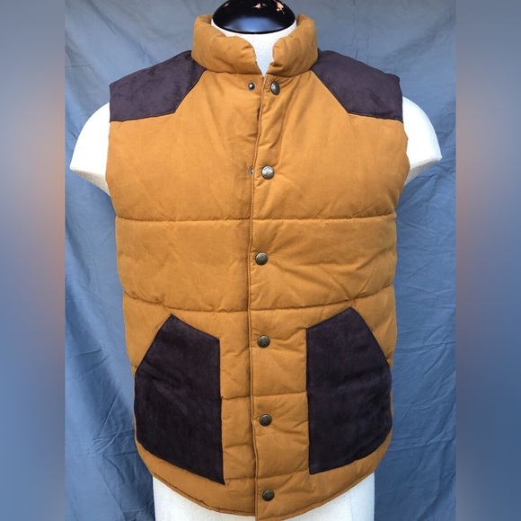 Men’s Banana Republic Mixed Media Colorblock Western Puffer Vest - Size Large - Picture 3 of 16